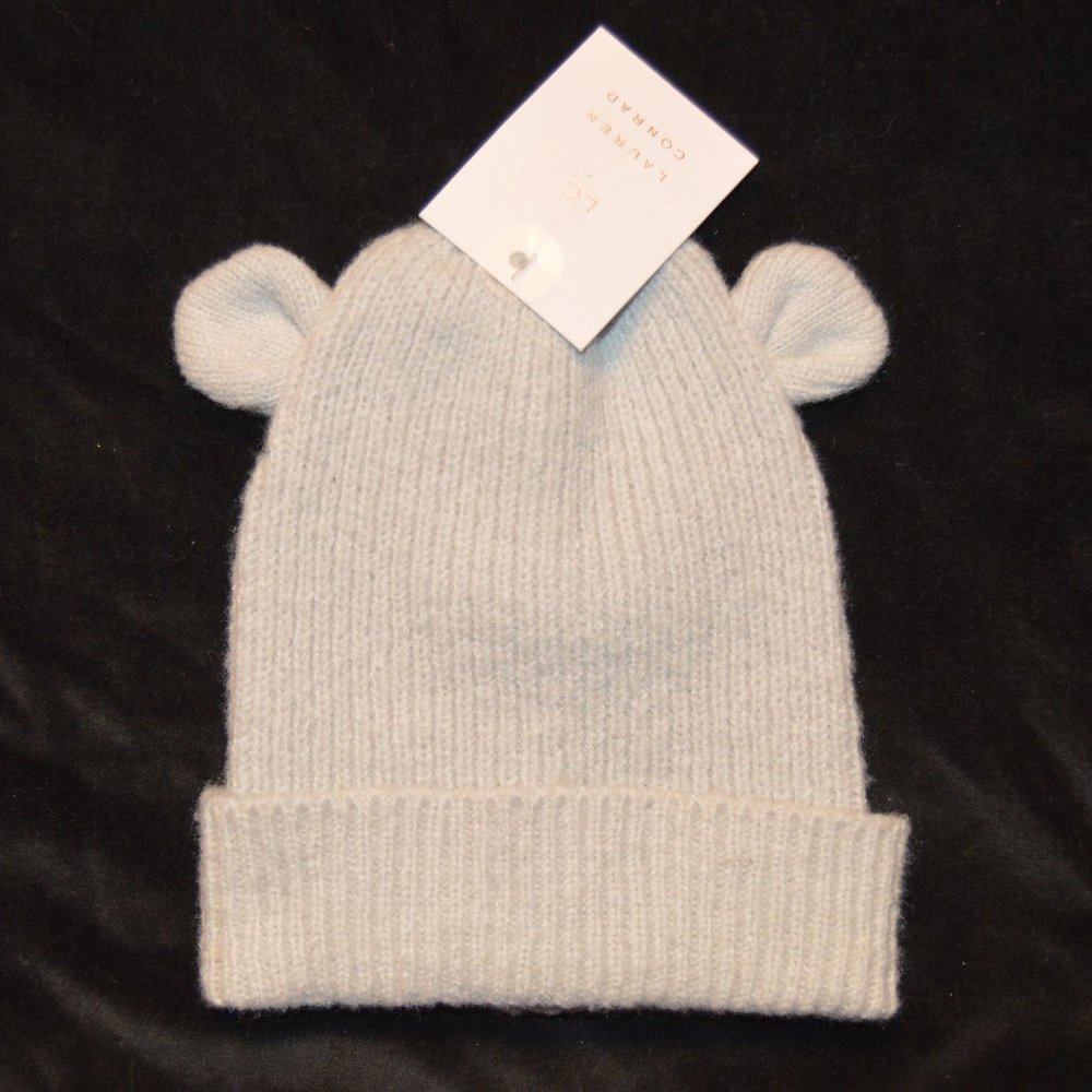 LC Lauren Conrad NWT Childrens Grey Bear Ear Knit Beanie Hat 4-12